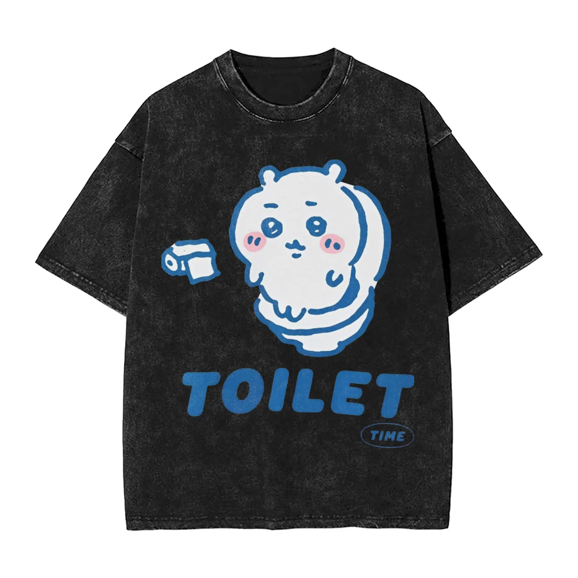 Oversized Washed T Shirt Chiikawaiis Toilet Time Cotton T Shirts  Hippie Tee Shirt for Man Summer Awesome Casual Tops