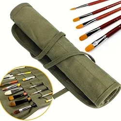 Painting Brushes Canvas Storage Bag, Slots Watercolour and Gouache Brushes Calligraphy Brushes Storage Bag, Roll up Pen Bag