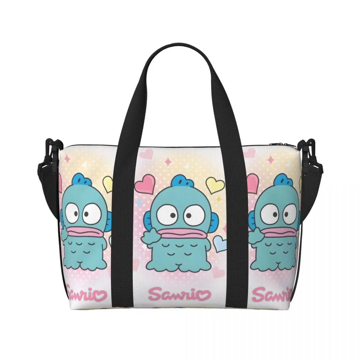 

Custom Hangyodon Beach Tote Bag Women Classical Printing Animal Big Compartment Beach Gym Travel Bags