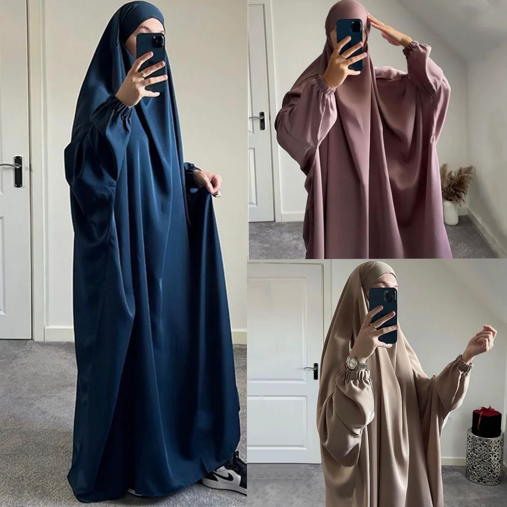 Muslim Abayas Kaftan Hooded Jilbab One-piece Prayer Ramadan Hijab Dress Women Islamic Women\'s Clothing Long Khimar