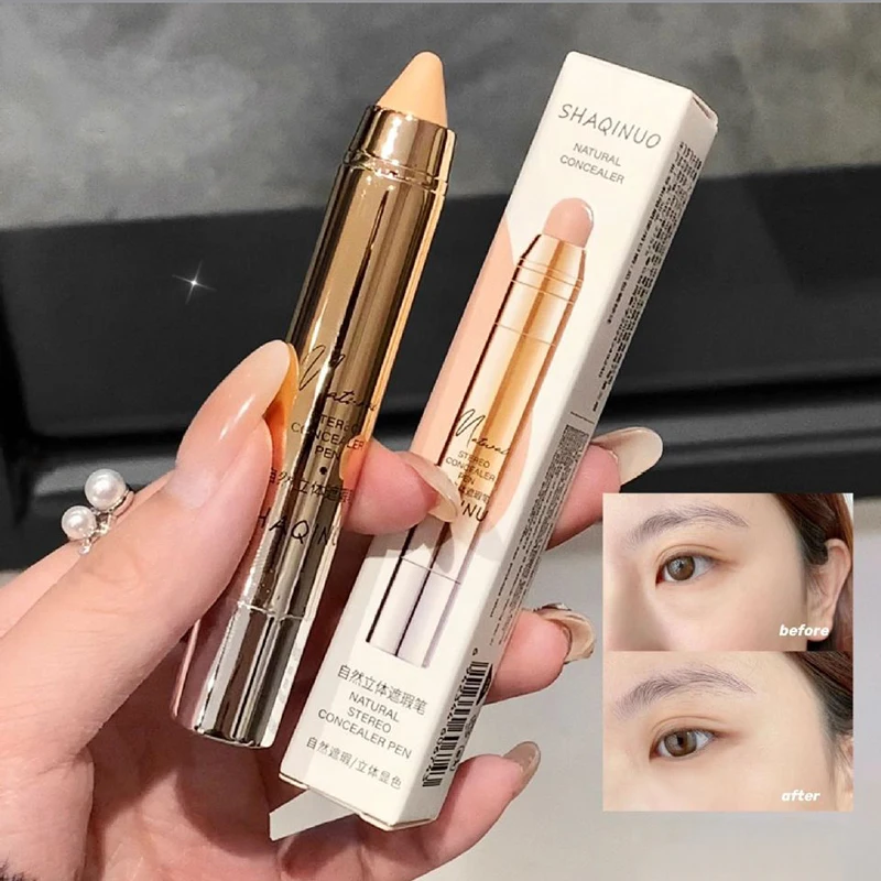 Waterproof Concealer Pen Natural Cover Dark Circles Corrector Brighten Face Contour Concealers Stick Highlighter Makeup Cosmetic