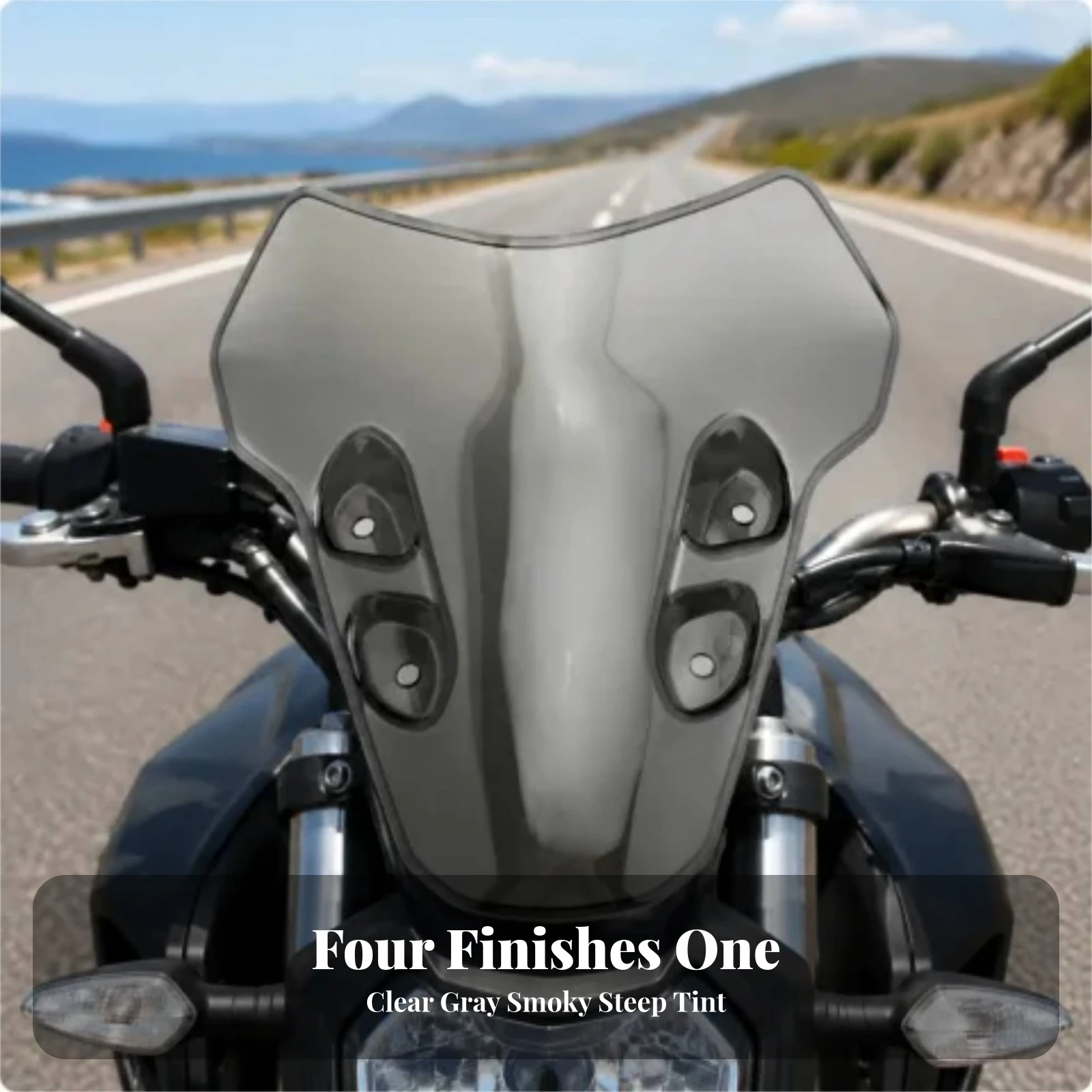 Motorcycle Windscreen Streamlined Motorcycle Windshield Aerodynamic Cowl Compact Mount Long-Lasting for Everyday Riding