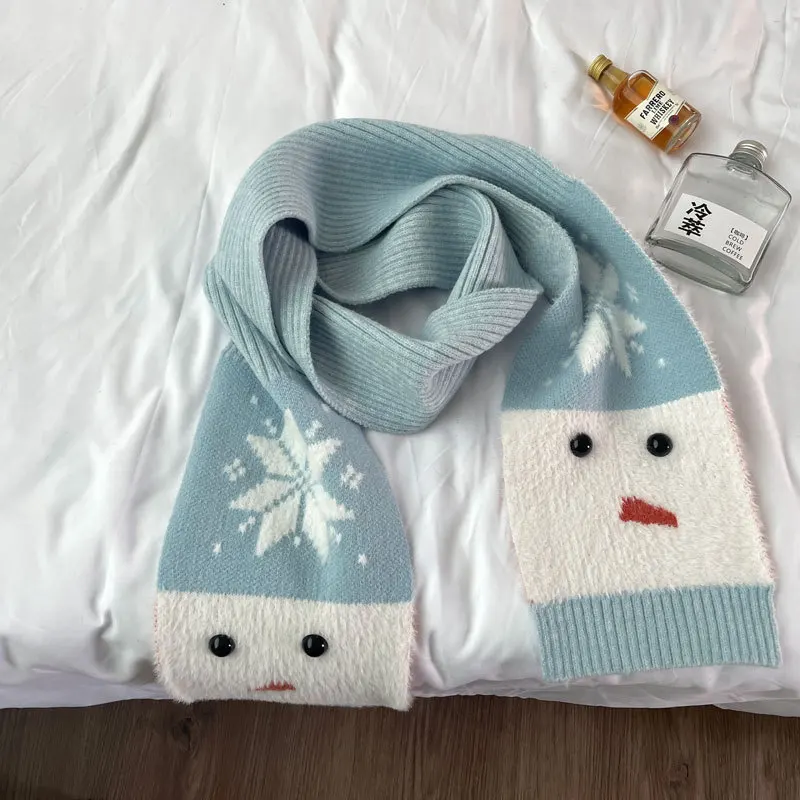 

Carrot Snowman Knitted Scarf Women's 2024 New Korean Version Warm Neck Protection Couple Christmas Gift Student Scarf