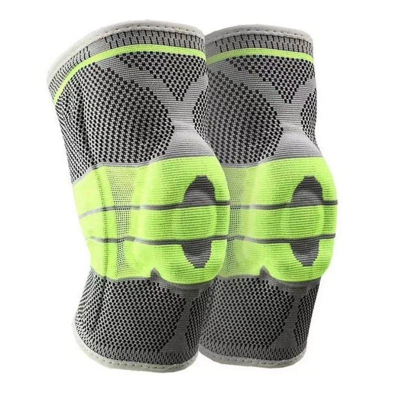 Spring Knee Pads Fitness Running Basketball Silicone Spring Support Breathable Pressurized Silicone Knee Brace Sports Gym