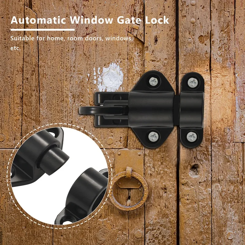 A22R-Aluminum Alloy Security Automatic Window Gate Lock Spring Bounce Door Bolt Latch