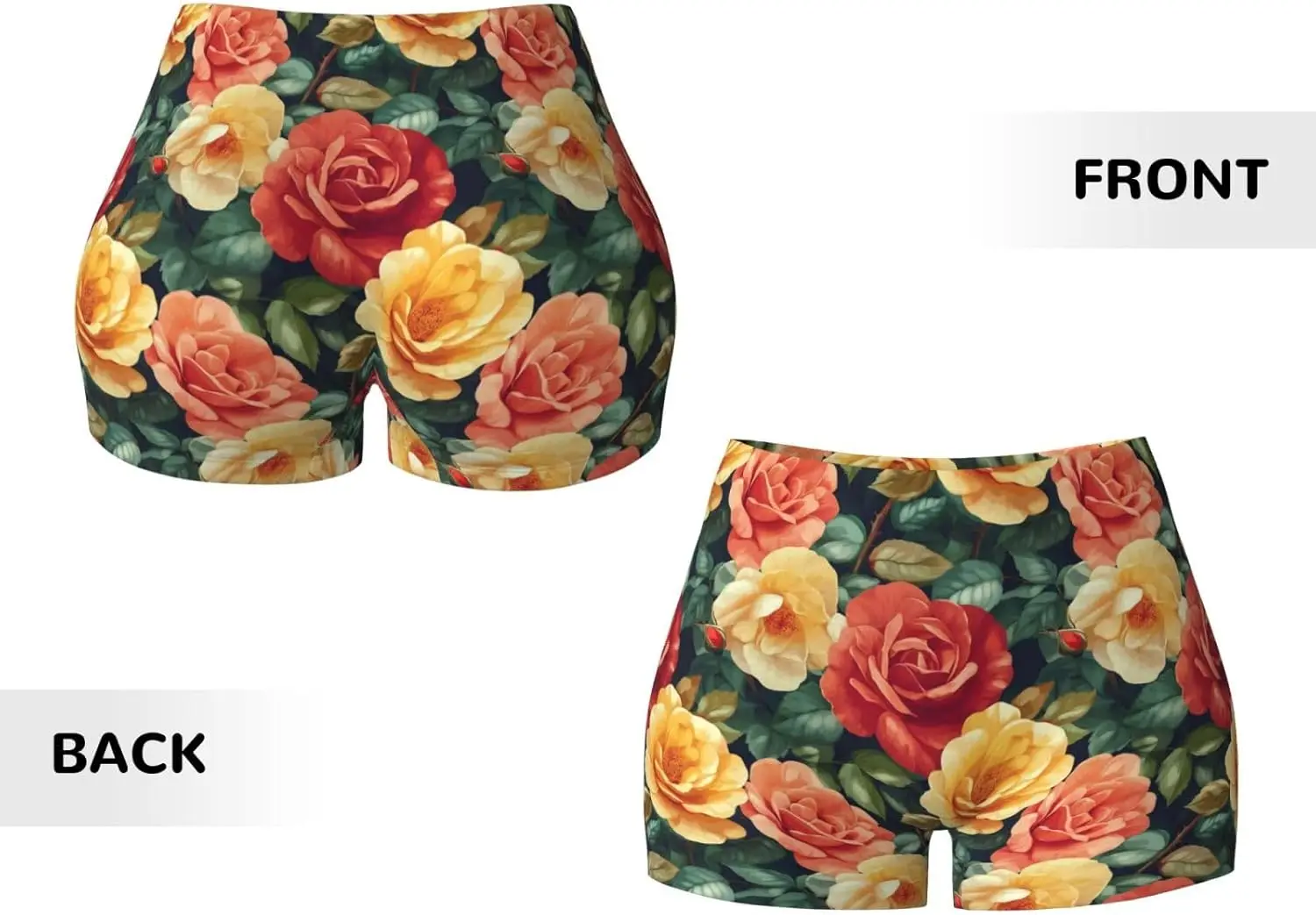 Valentine Roses Women Workout Shorts High Waisted Booty Stretch Yoga Running Athletic Fitness Shorts