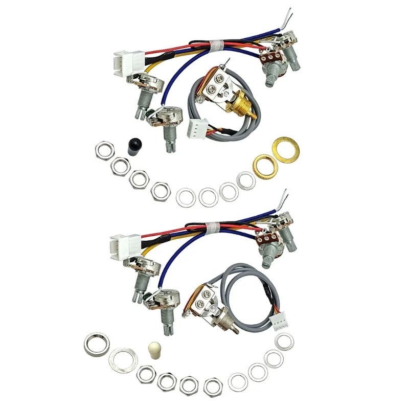 2V 2T Wiring Kits 3 Way 500K Wiring Harness Prewired Guitar Wiring Hareness for Electric Guitar Bass Repair Replacements A52F