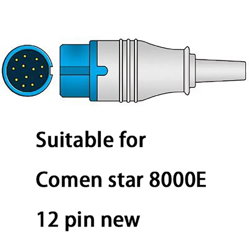 Spo2 Probe Sensor Cable Compatible with Comen Star 8000E 12 Pin New Adults/children/ Finger Clip