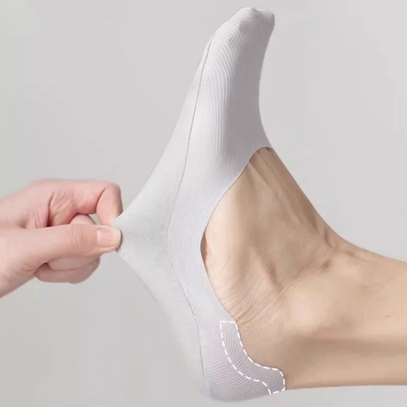 Solid Color Low Cut Boat Socks Men Male Summer Invisble No Show Socks Hollow Out Mesh Breathable Silicone Non-slip Sock Slippers