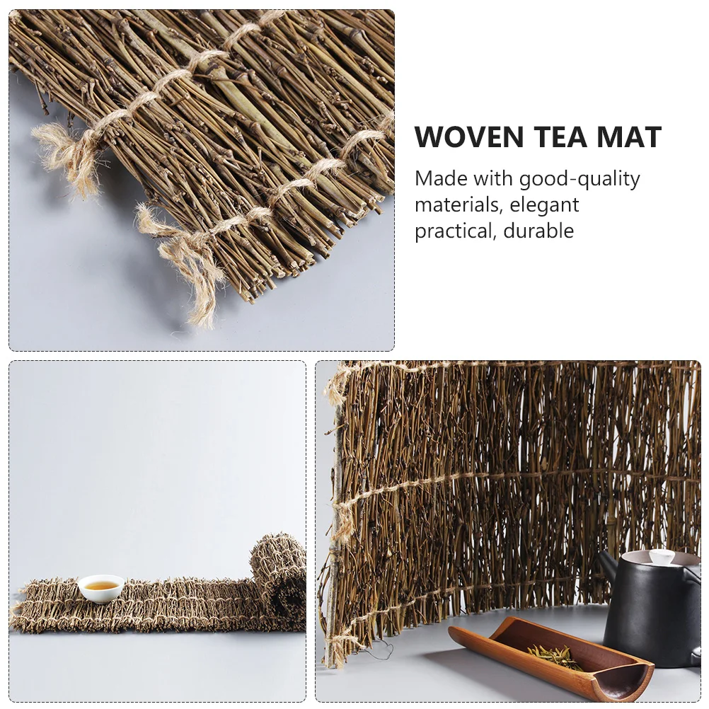 Bamboo Branch Props for Photography Woven Tea Mat Retro Photo Background Home Decoration Lightweight Compact Storage