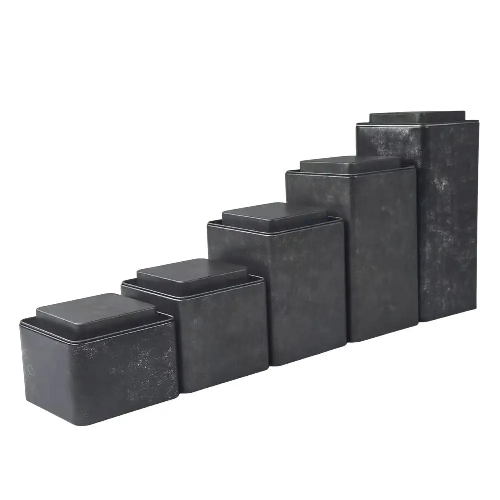 Retro Design Tea Cans Frosted Surface Square Shape Metal Cans Fine Sand Texture Tinplate Material Storage Jar Gift Packaging