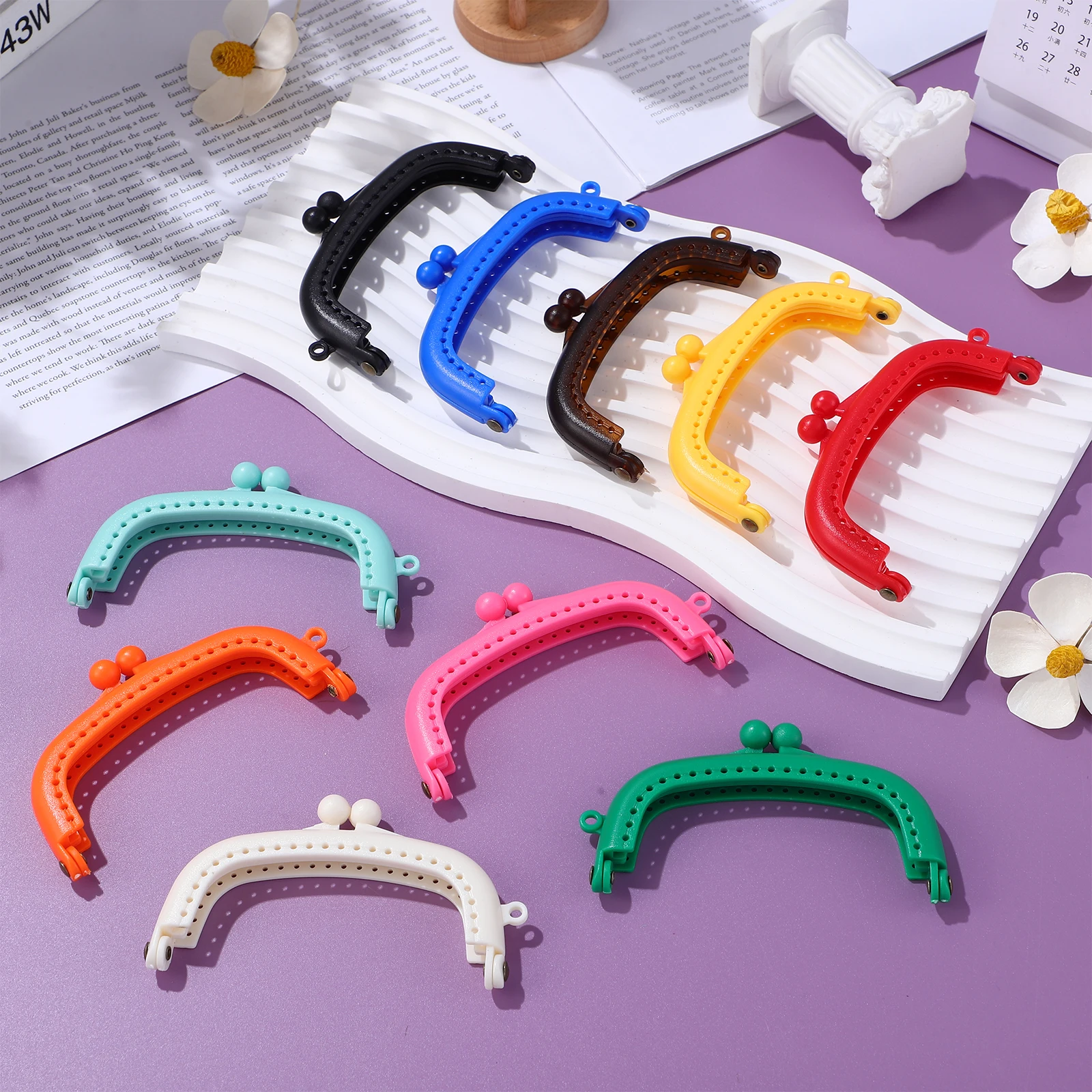 

10Pcs DIY Handbag Frame Plastic Purse Handles for Bag Making Stylish Curved Design Comfortable Grip Various Colors
