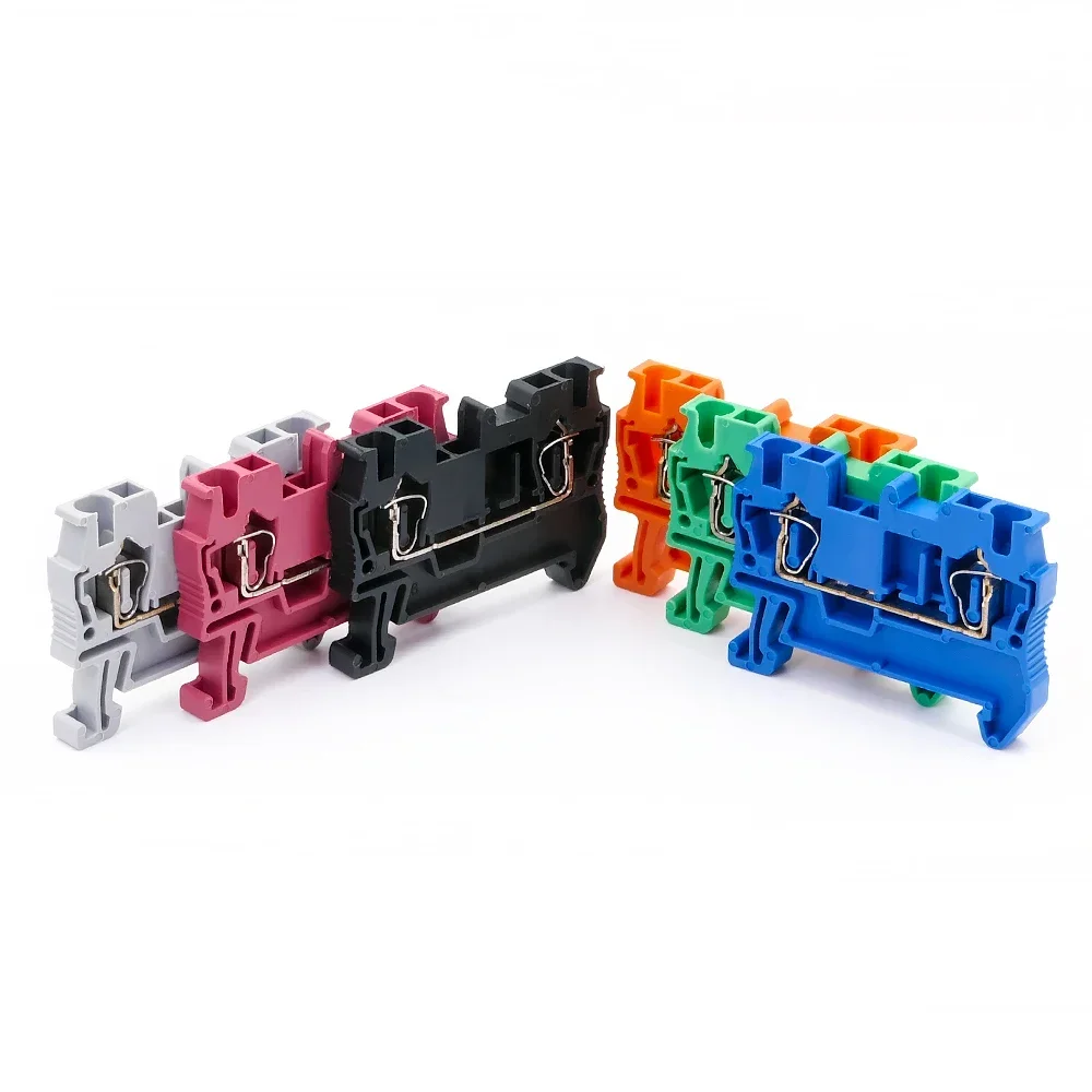 100pcs Spring Din Rail Terminal Block ST-2.5 Connector Return Pull Type Spring Connection Screwless Copper Wire Conductor ST2.5