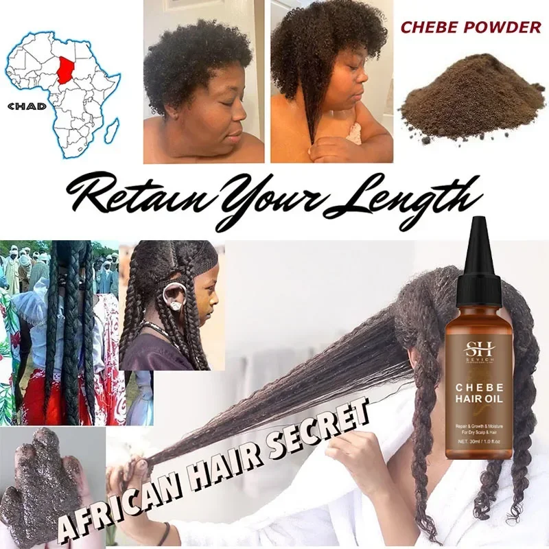 Chebe Power Essential Oil Fast Hair Growth Women with Curly Hair Secret To Get Thicker Longer Healthier for Dry Hair Alopecia