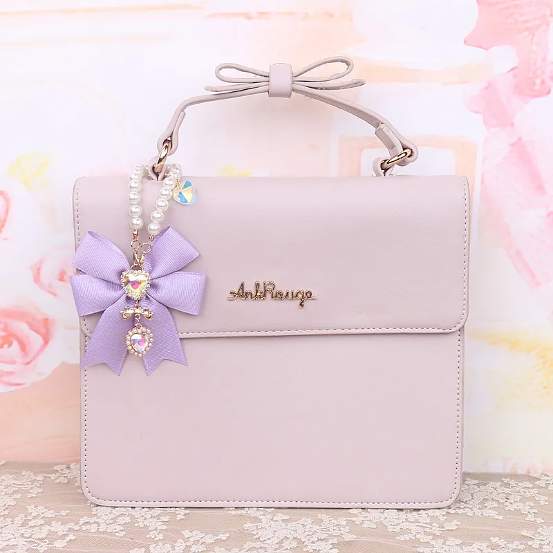 Porte-clés pendentif nœud papillon ruban pour filles, perles de nœud doux Kawaii, porte-clés perlé, sac Girly, breloque pour sac à dos