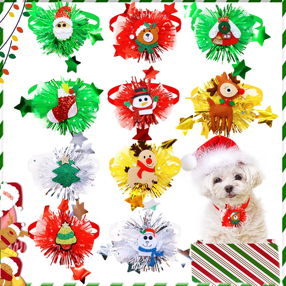 

2025 New Christmas Bowties For Dogs Bright Pet Dog Bow Tie Neckties For Dogs Pets Praty Grooming Decoration Dog Accessories