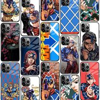 Mista Golden Wind Anime Tempered Glass Phone Case Cover Shell for iPhone 15 Plus X XR XS 11 12 13 Mini 14 15 Pro Max