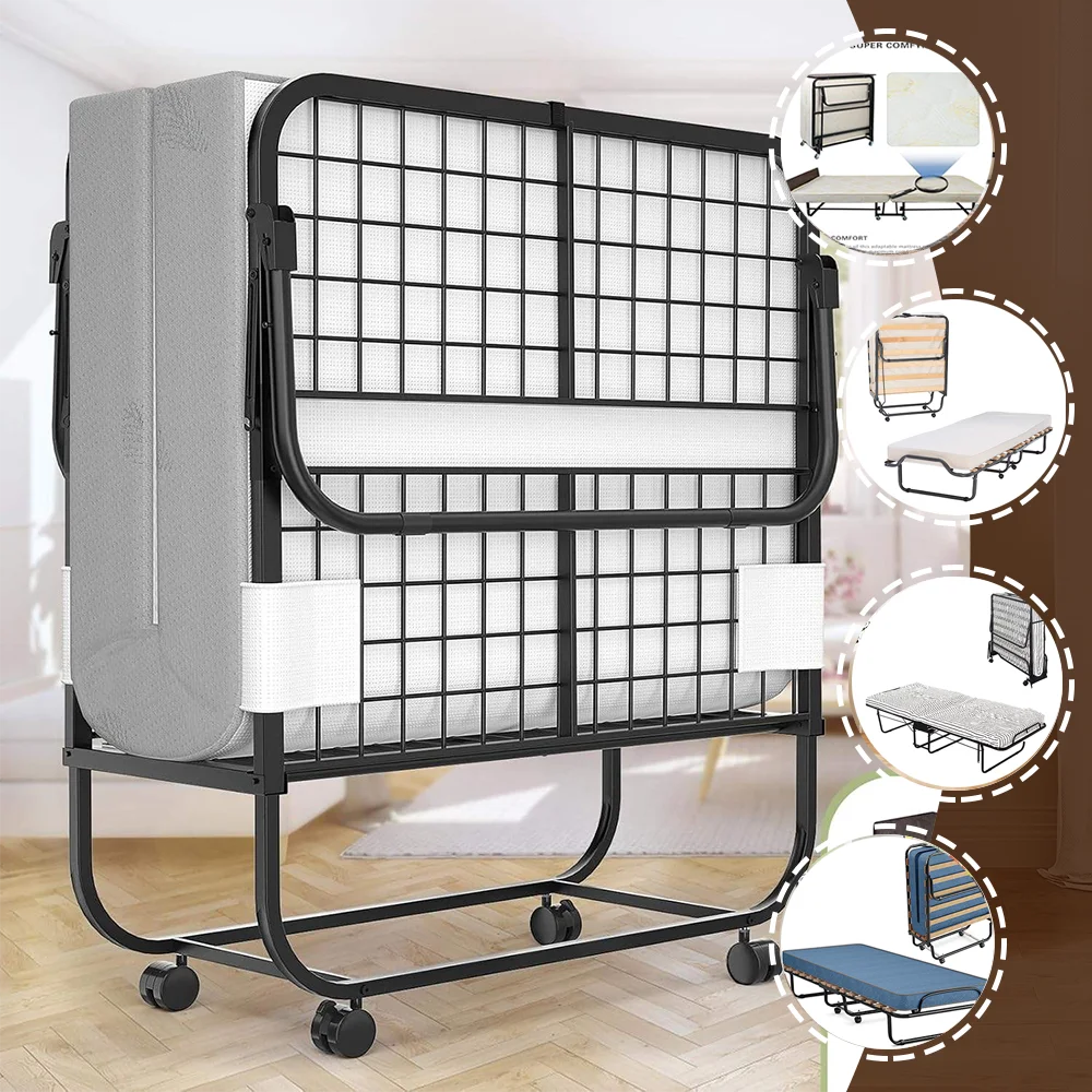 إطار فولاذي معزز وألومنيوم مضاد للانزلاق وقابل للتعديل وقابل للطي مع مرتبة لكبار السن ووزن ثقيل #2