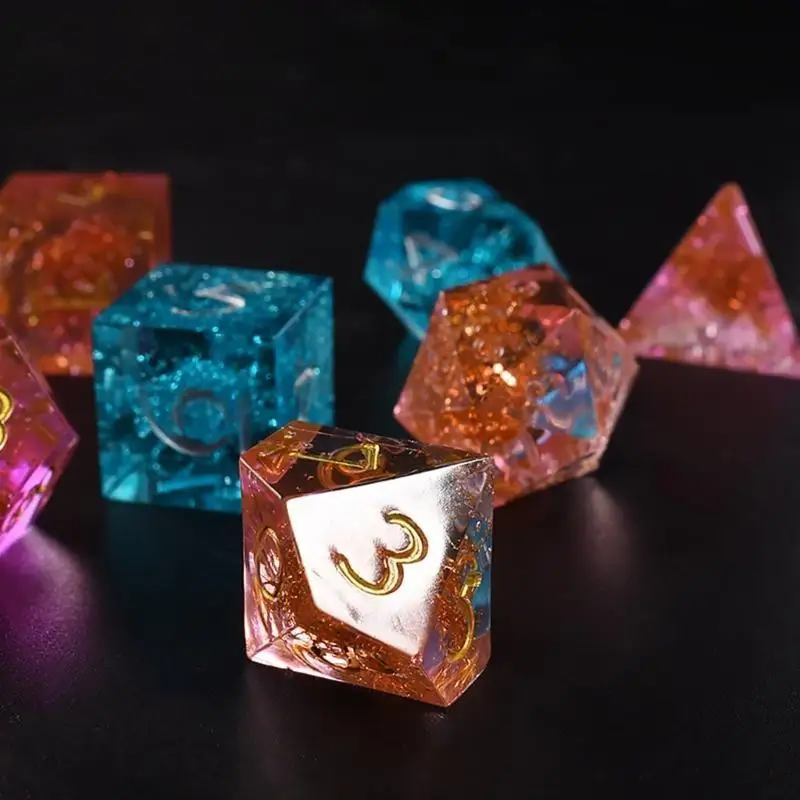 

9HJK 7 Shapes Dices Dies Resin Casting Mold Game Dices Pentagon Square Triangle Dices Mold Digital Dices Game Home Crafts