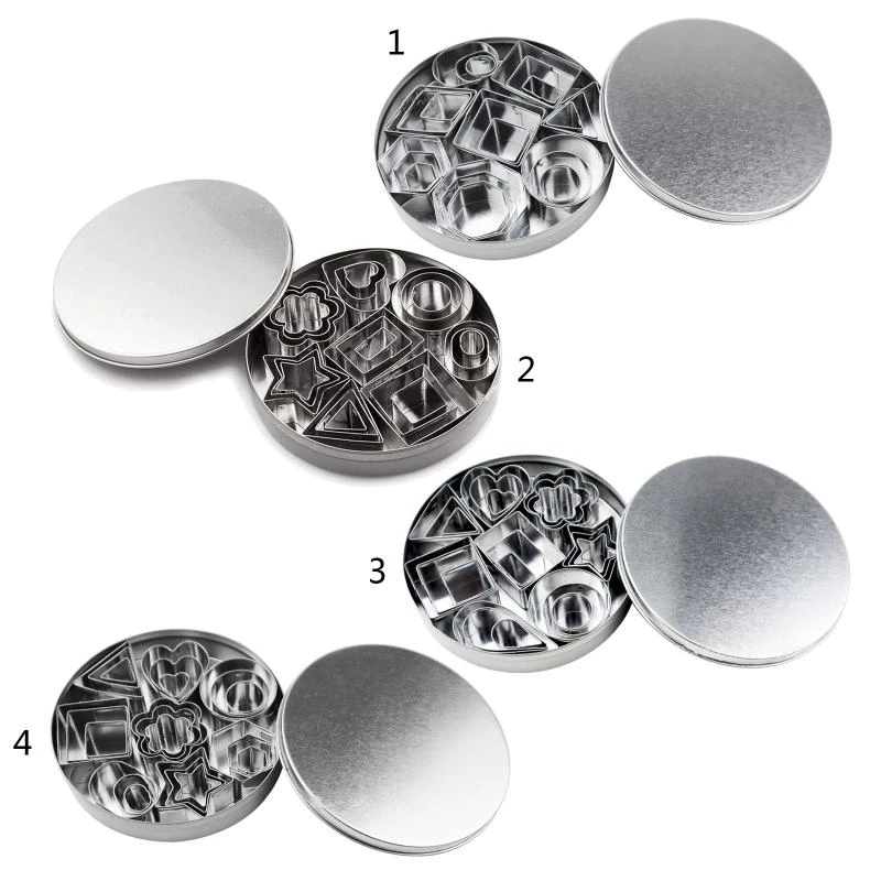 N5KA 24 Pcs Mini Cookie Cutter Mold Stainless Steel Geometry Clay Cutter DIY Ceramic Pottery Polymer Clay Earring Cutting Mold