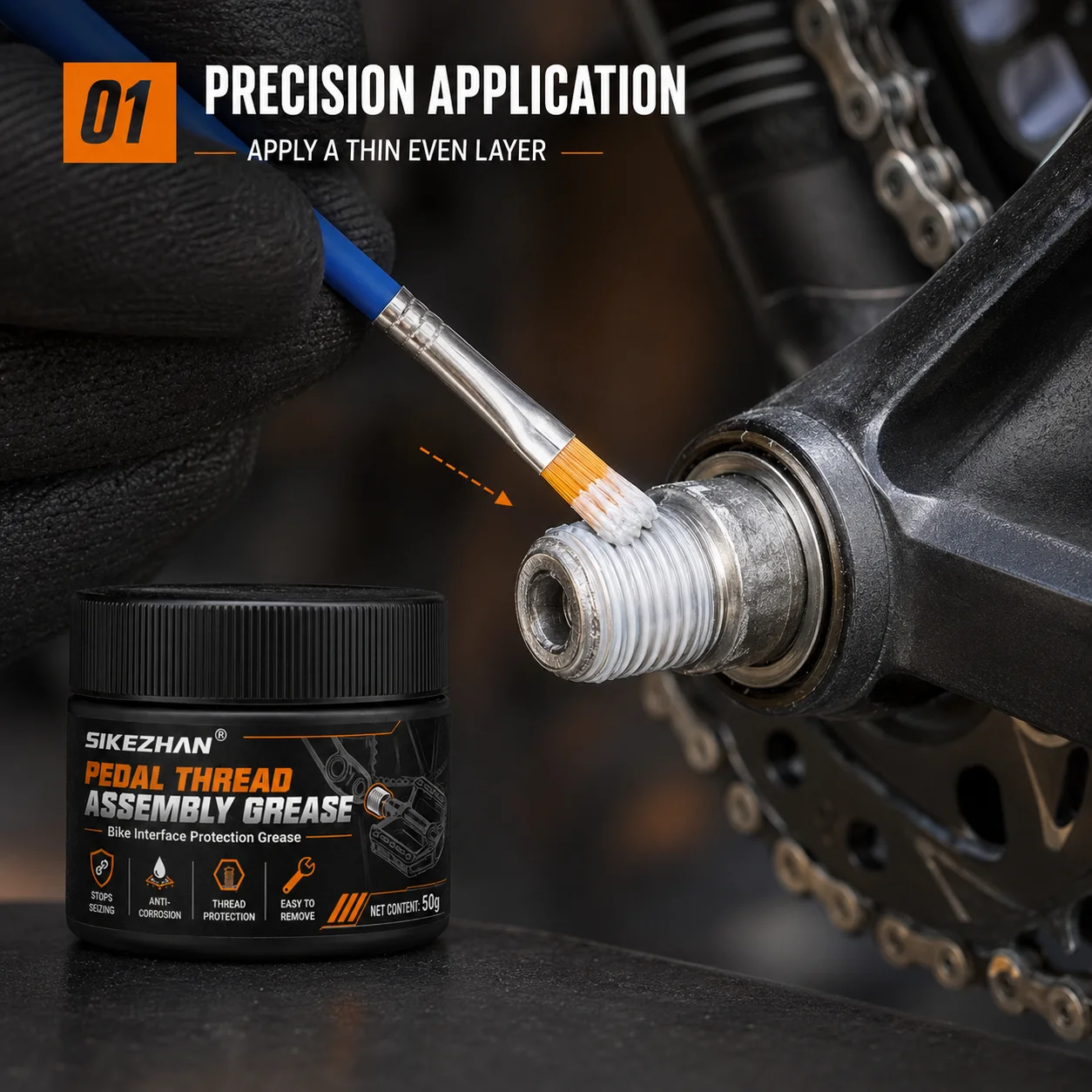 SIKEZHAN 50g Bicycle Pedal Thread Assembly Grease Anti-Seize Corrosion Protection Crank Interface Lubricant for MTB Road Bikes
