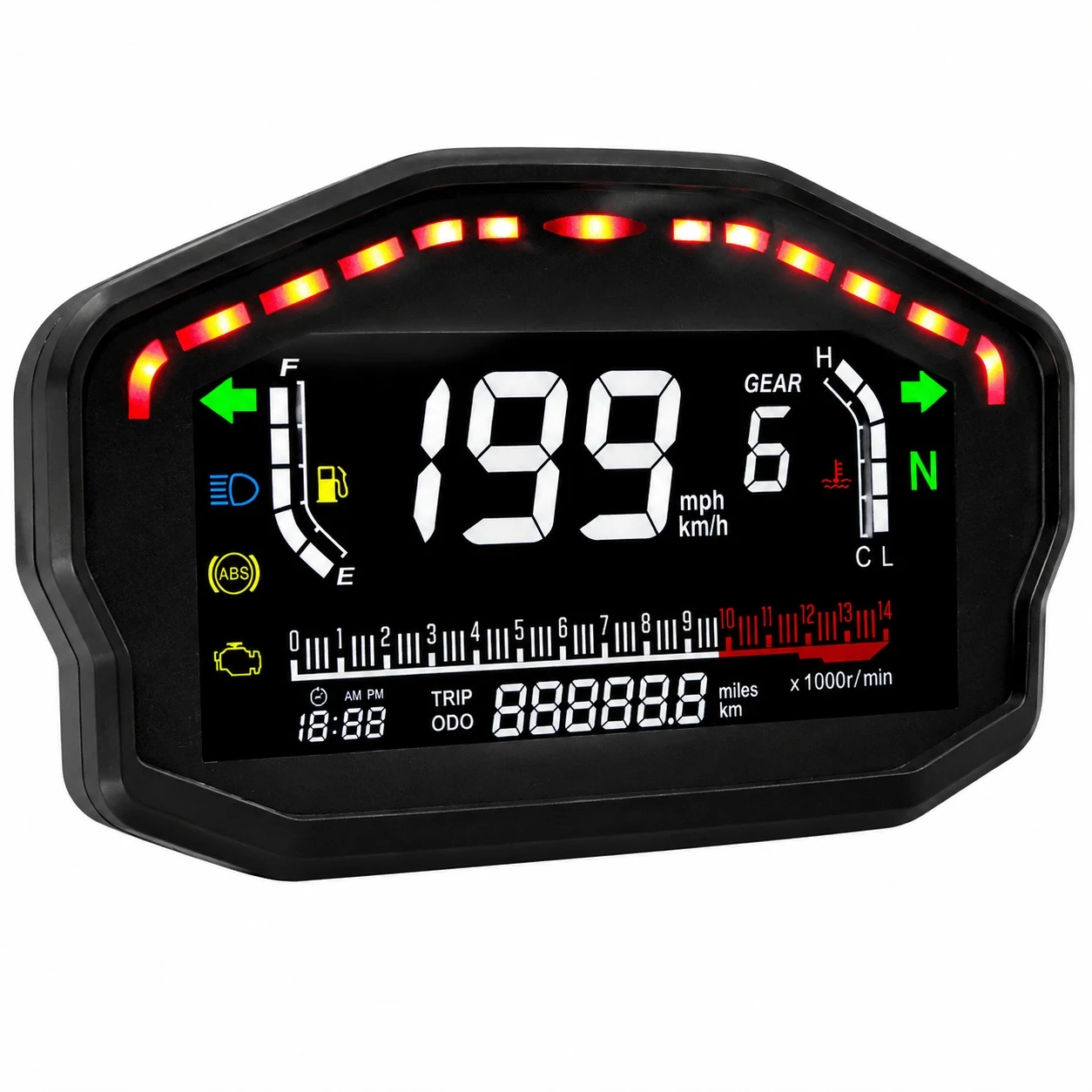 Retro Motorcycle Gauge 12V LED Speedometer Dual Odometer 3 Indicator Lights Modified Meter For Ducati Universal