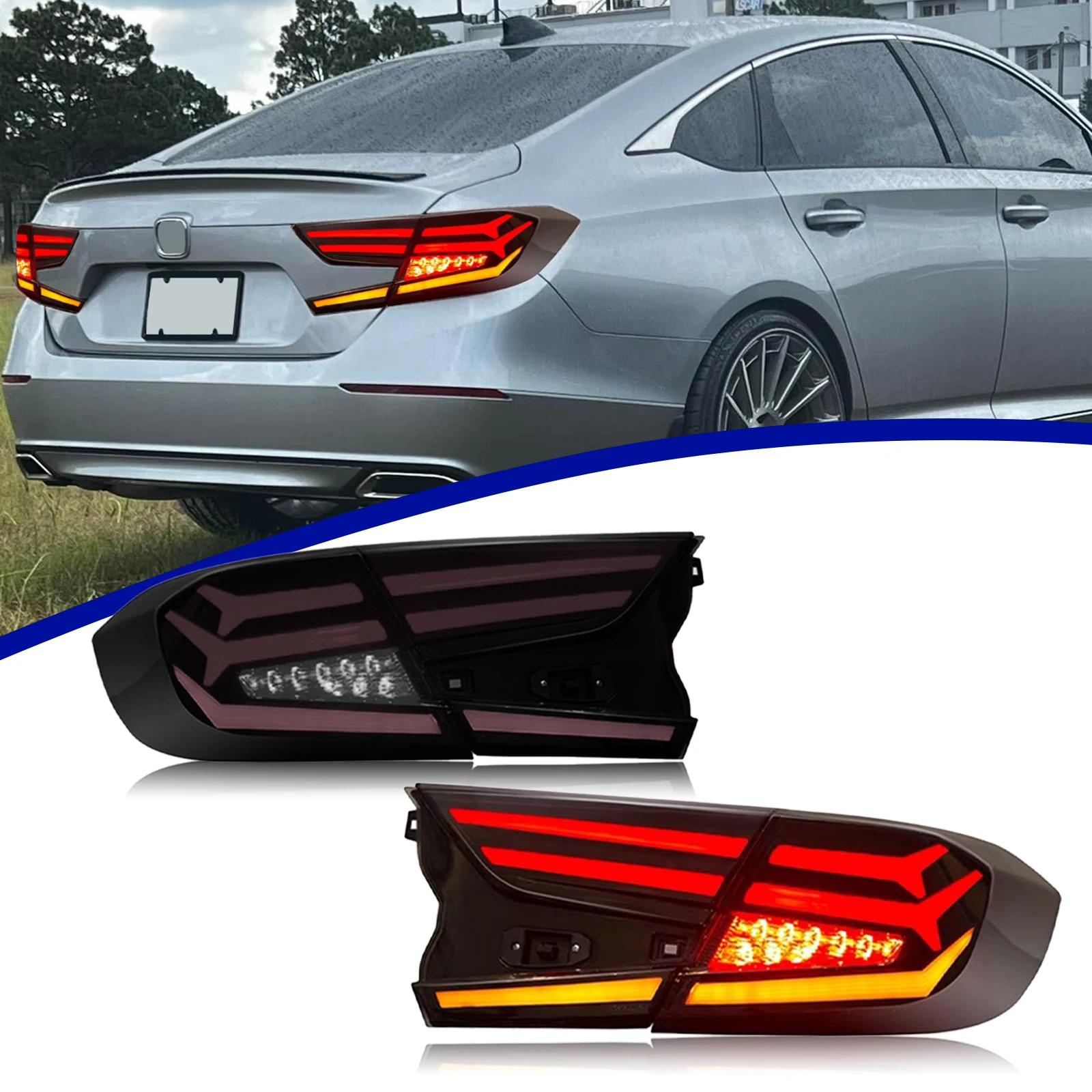 

DK Motion LED Taillights 2017-2022 Car Rear Lamp Headlights Headlamp Tail Light for Honda Accord Inspire 10th 10.5th RGBcustomcu