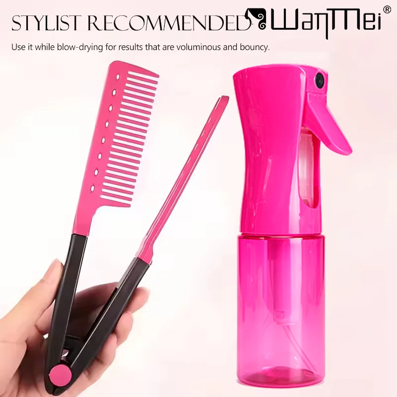 Image of 2-teiliges Haarstyling-Kamm-Set mit Sprühflasche, V-förmig belüftet für Föhnstyling, Haarvolumen, Salon- und Friseur-Haaraccessoires