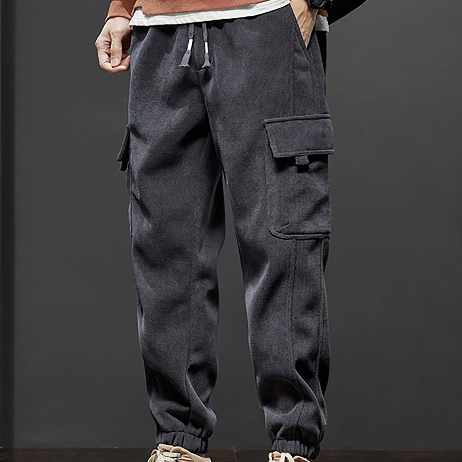 

Workwear Pants For Men'S Sports Autumn And Winter Warm And Loose With Ankle Ties Trendy And Mens Scrub Pants with Pockets