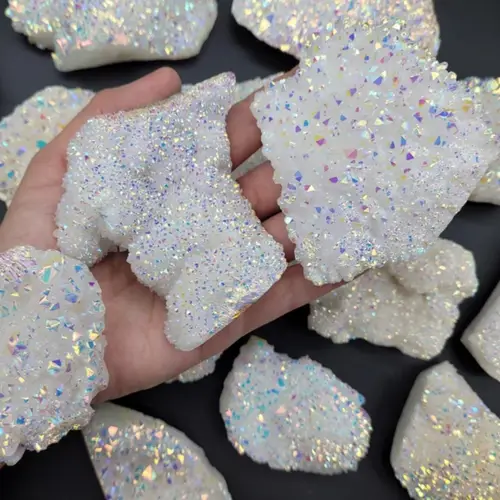 1pc Angel Aura Quartz Cluster, Rainbow Crystal Geode, Raw Natural Electroplating Quartz Rainbow Color, home decoration stones - Image 5
