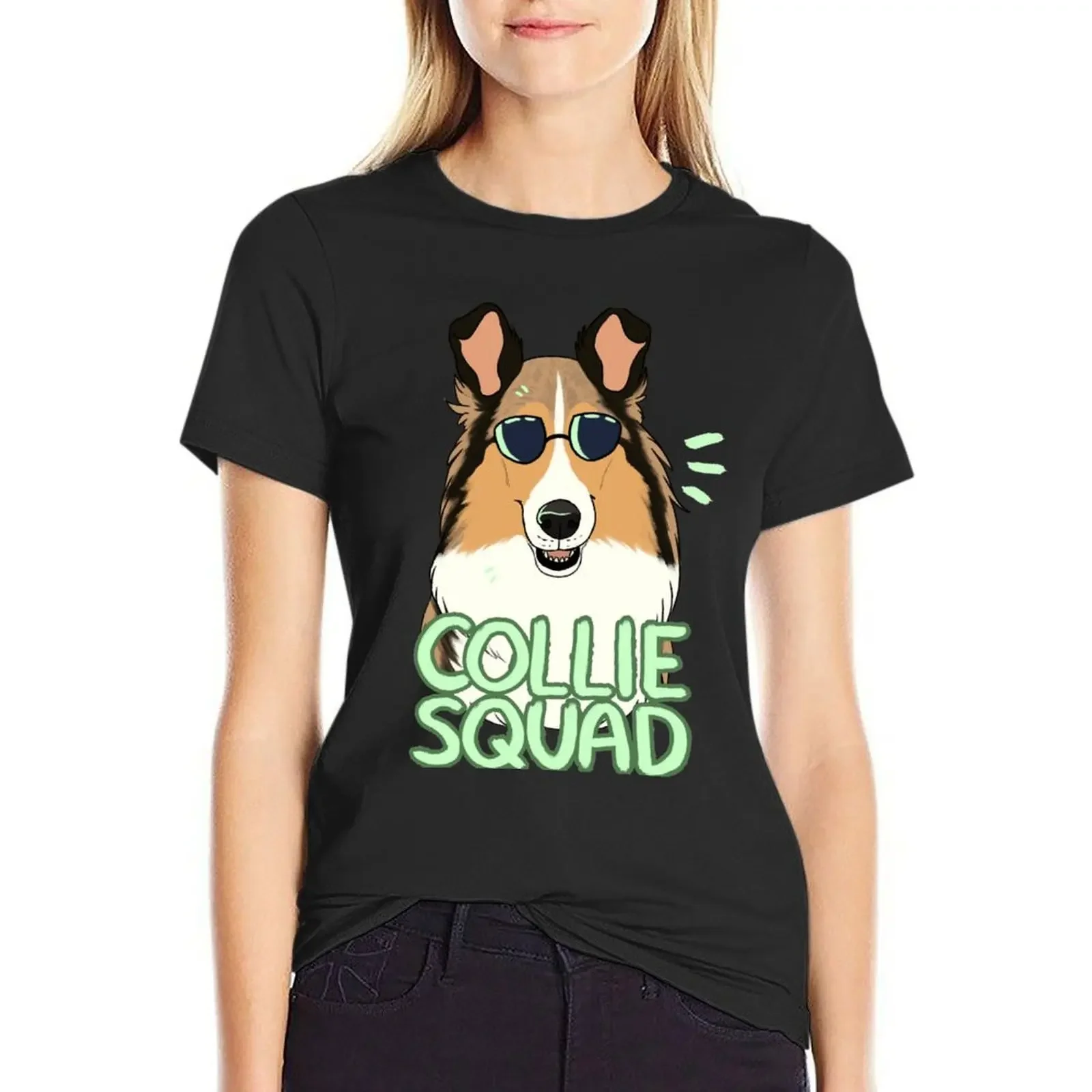 

COLLIE SQUAD (rough + sable) T-Shirt tees graphics kawaii clothes animal print shirt for girls Women's clothing
