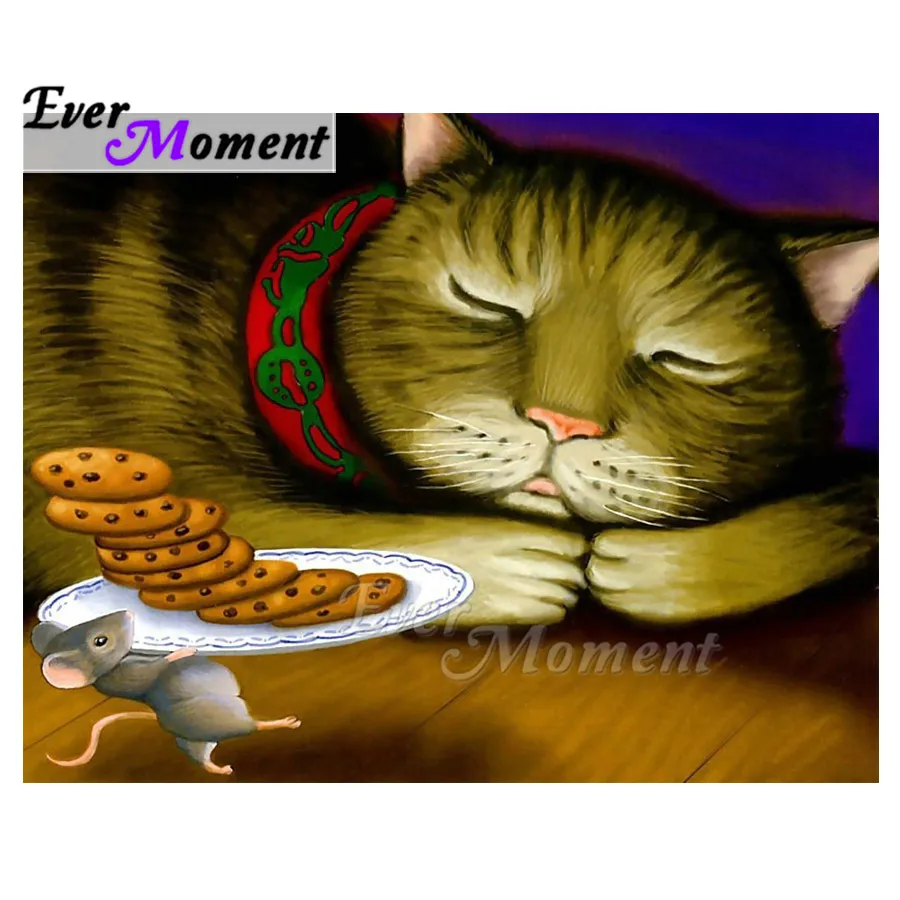 

Mosaic Sleeping Cat Mouse Cake 5D DIY Ever Moment Diamond Painting Full Square Drill Diamond Embroidery Home Decoration ASF1887