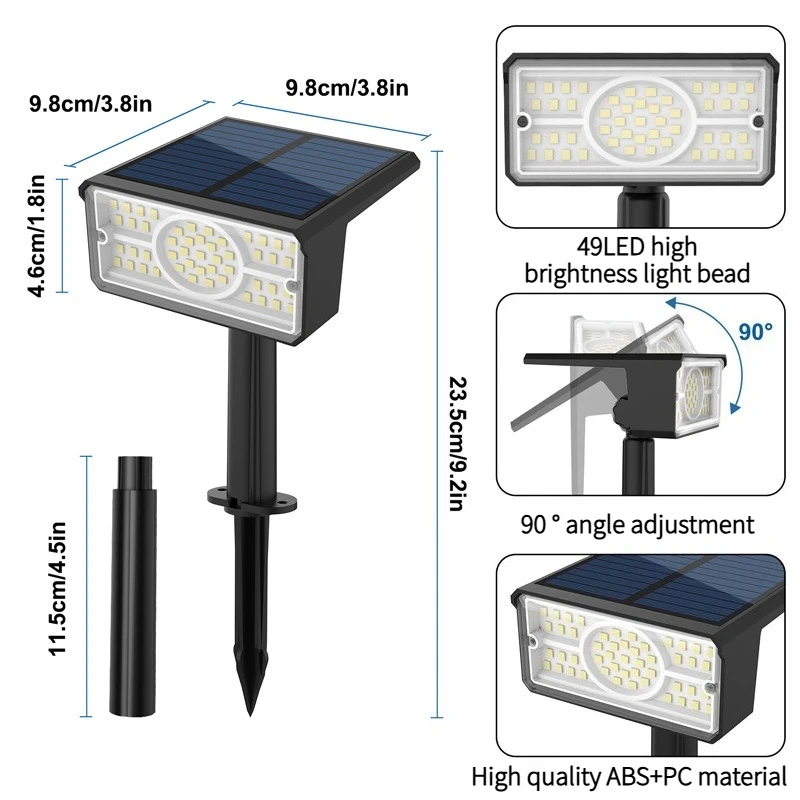 أضواء كاشفة تعمل بالطاقة الشمسية عبر الحدود، IP65 خارجية مقاومة للماء ومشرقة LED أضواء مقبس أرضية فناء الفيلا أضواء حديقة متكاملة #4