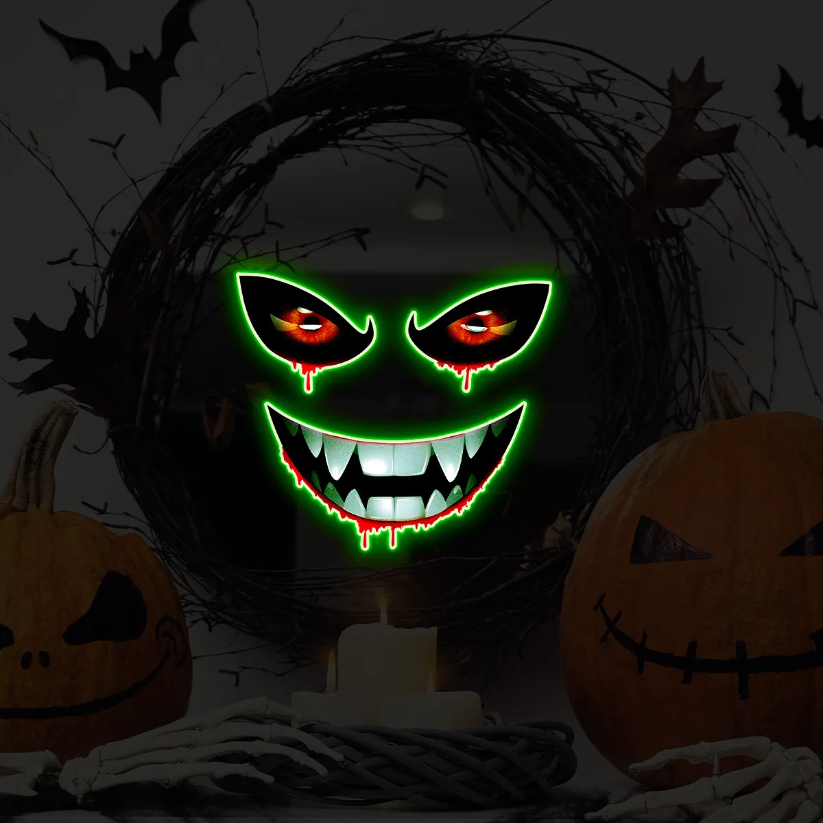 

Luminous Halloween expression toilet sticker living room bedroom home background decorative wall sticker luminous sticker