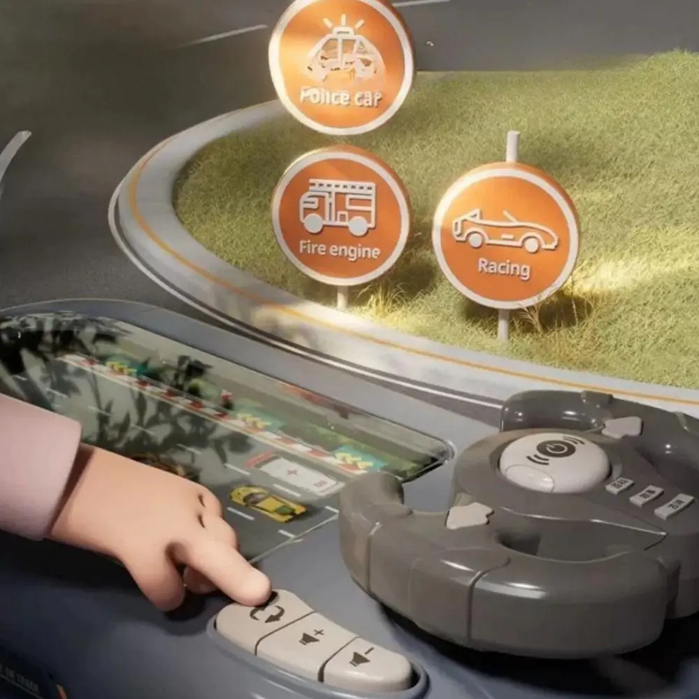 Green Grey Racing Car Arcade 43*21*14cm Plastic Children's Racing Space Adventure Console Puzzle Desktop for Boys and Girls