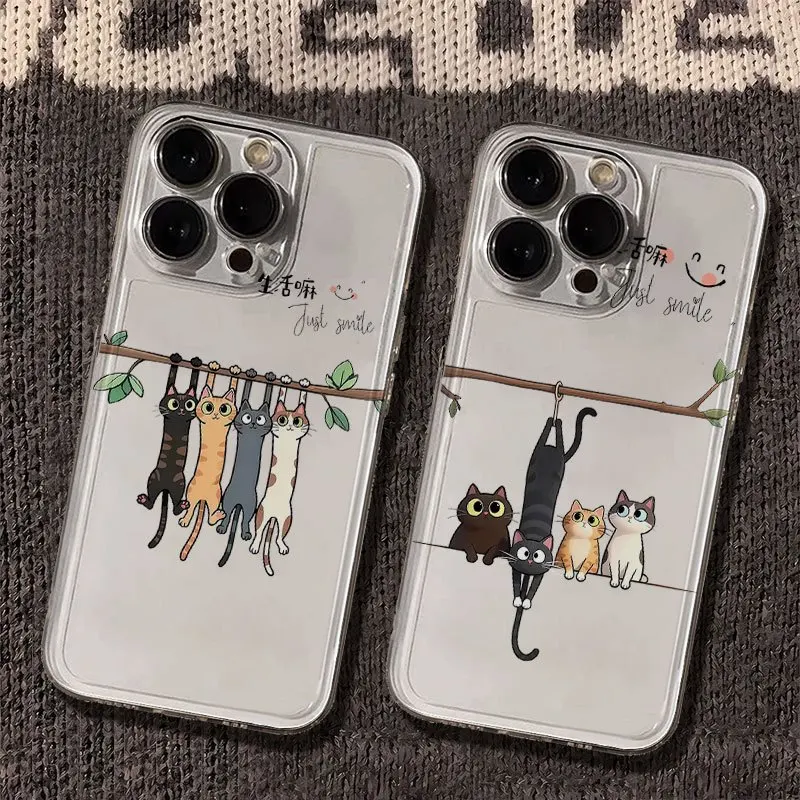 Funny Hanging Cat Phone Case For Samsung Galaxy S26 S23 S22 S21 S24 S25 Ultra Plus FE A16 A17 A36 A53 A55 A37 A57 5G Cover
