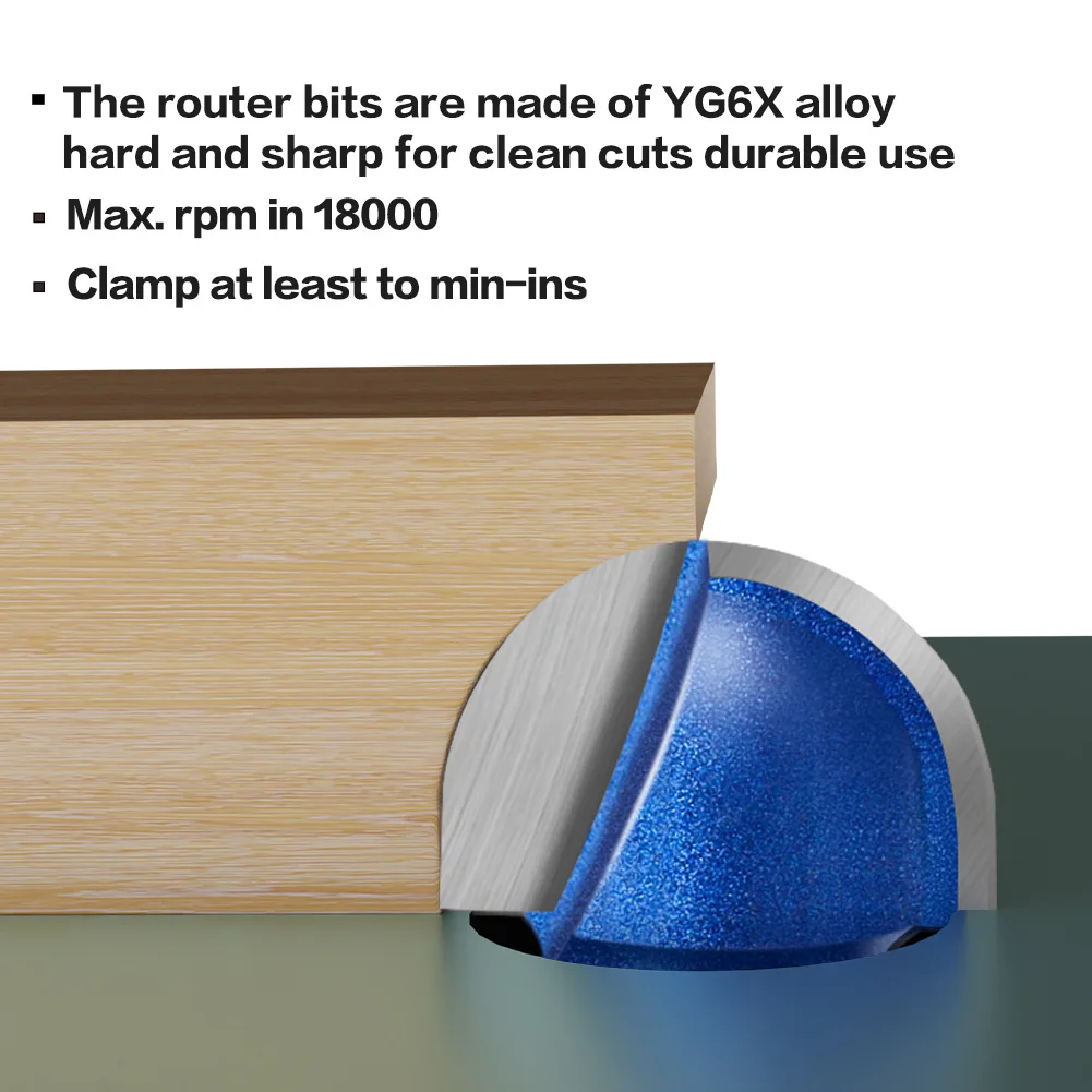 Fresa de vástago de 6MM para tallado de madera, brocas para enrutador de punta esférica, caja de cala redonda, brocas de fresado de núcleo de radio de carburo sólido, 1 ud.