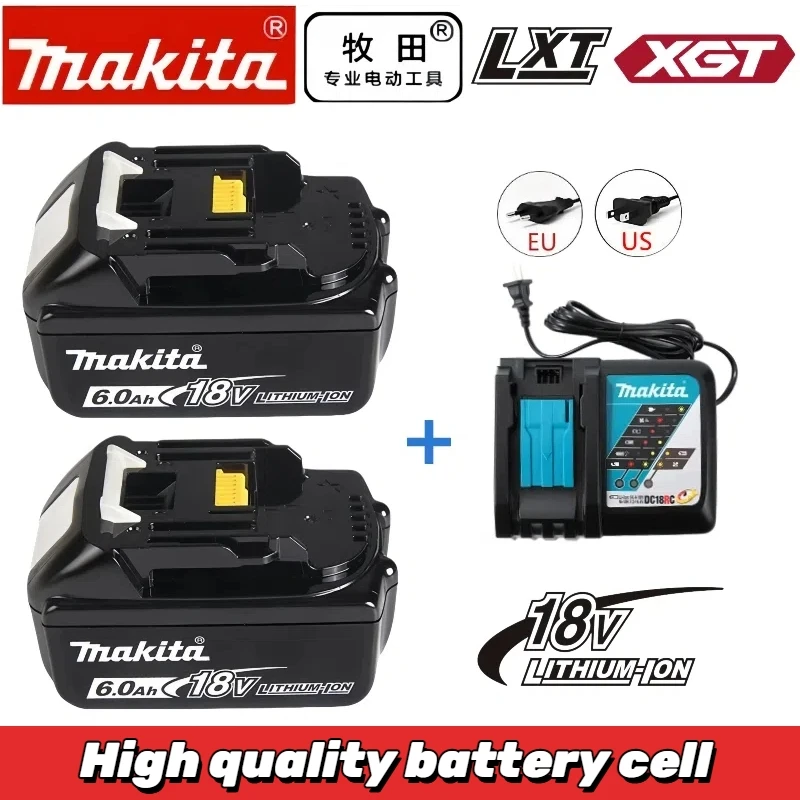 

NEW Official genuine Makita 18V 6.0Ah Rechargeable Power Tools Battery with LED Li-ion Replacement LXT BL1850 BL1860+3A Charger