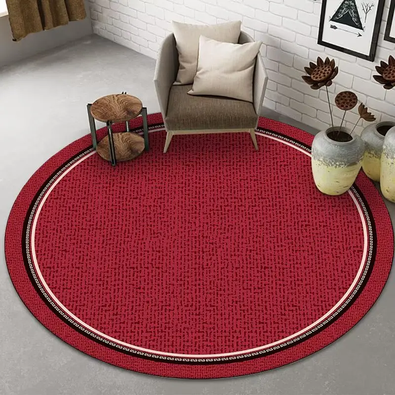 Red Simple Style Luxury Round Carpet Living Room Large Size Non-slip Floor Mat Home Decoration Bedroom Lounge Rug Tapis Salon