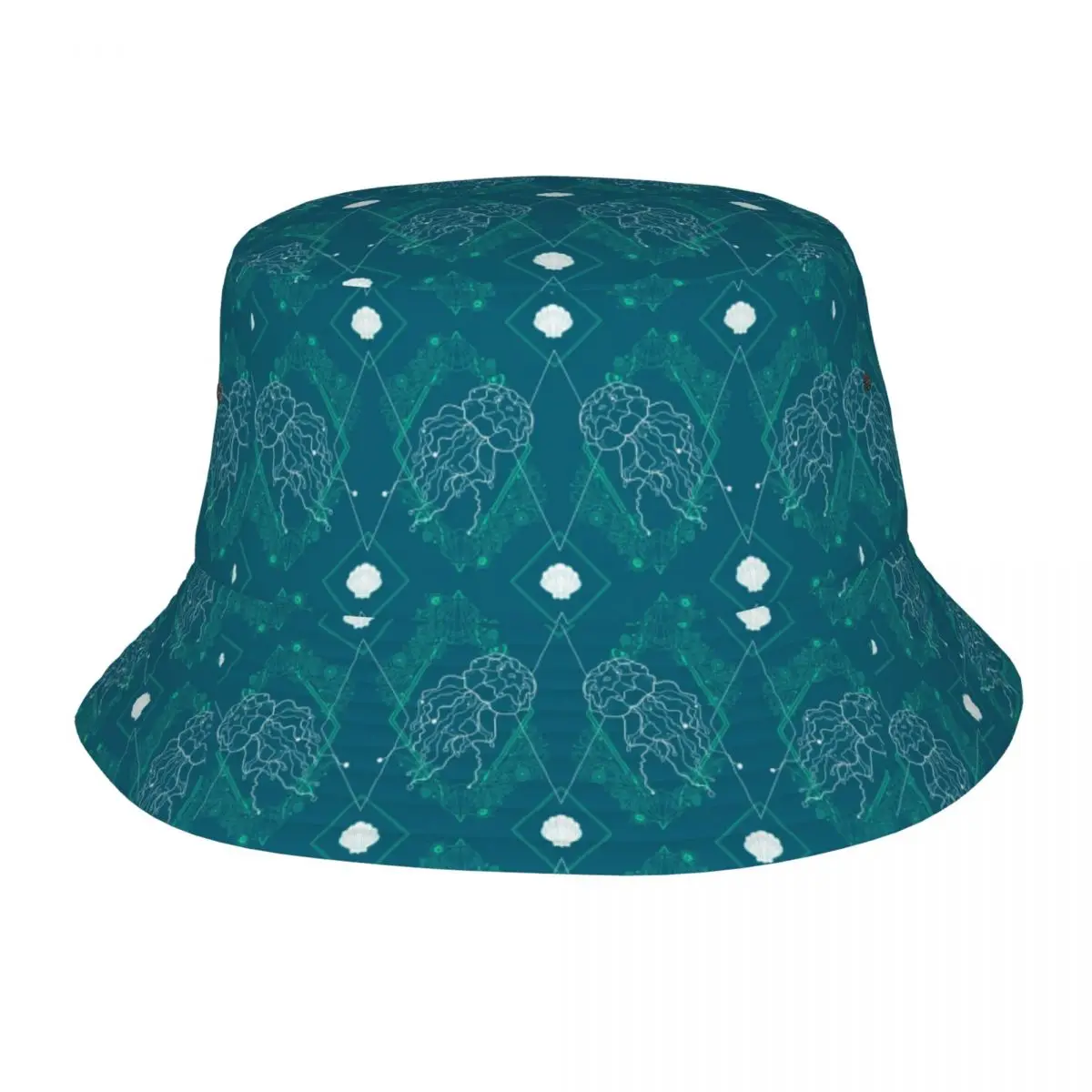 Fashion Teal Jellyfish Bucket Hats Women Men Beach Sun Summer Fisherman Cap