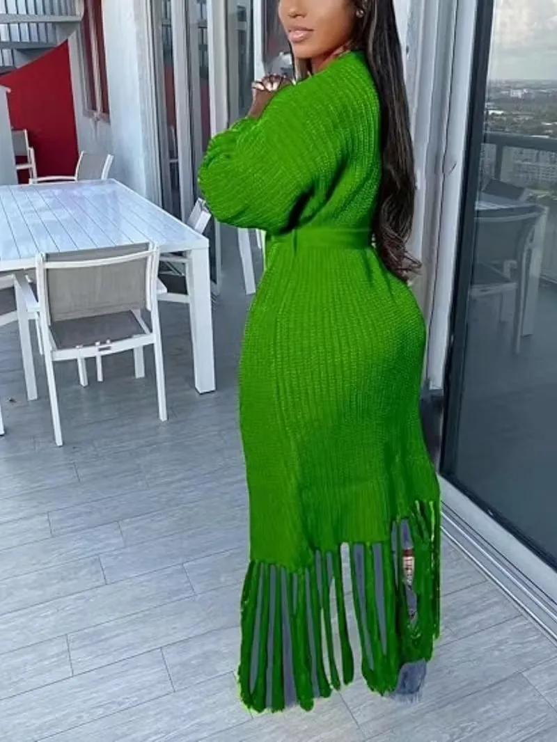 سترة نسائية أنيقة طويلة جدًا - معطف مفتوح من الأمام غير قابل للتمدد، سترة ماكسي قابلة للغسل في الغسالة لخريف/شتاء، رسمية