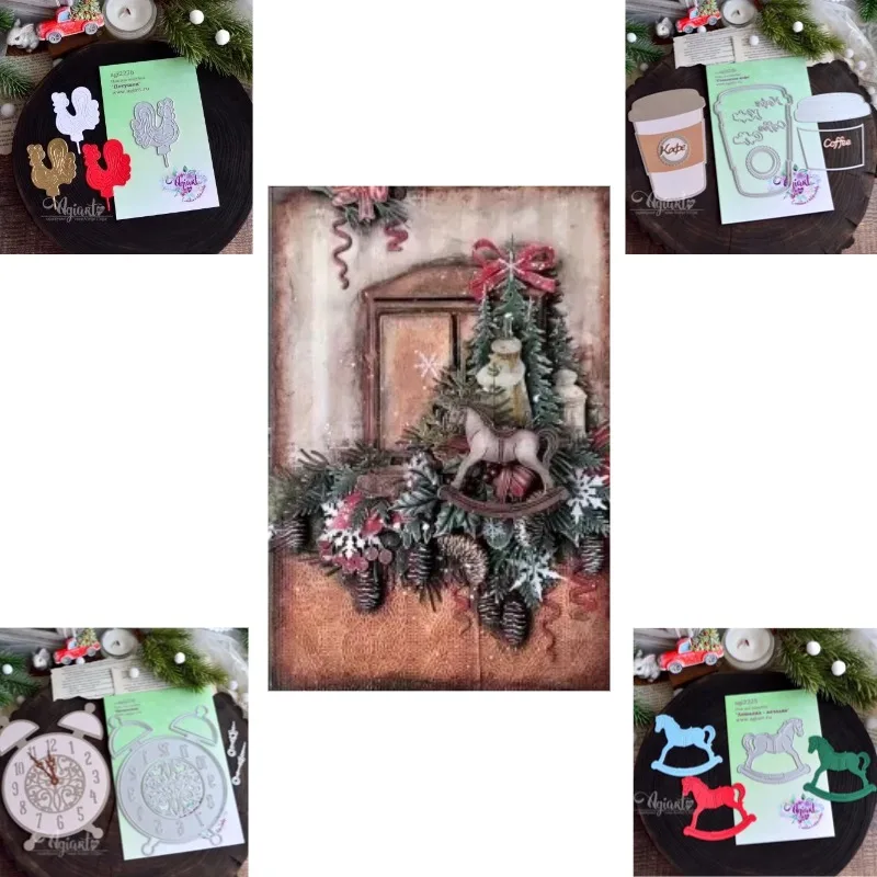 Troqueles de corte de metal con diseño de orejas de reloj despertador y tapa de olla, esenciales del formato delgado, para scrapbooking y tarjetas