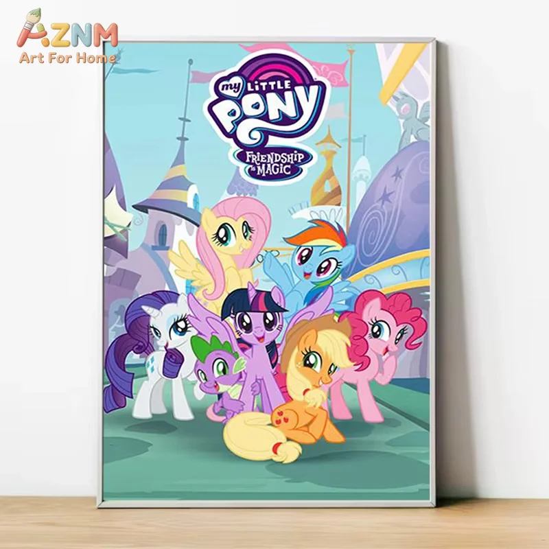 1 Stück, Poster für die Wand, niedliche My Cartoon L-Little P-Pony Kinderzimmer-Dekorationsgemälde für Schlafzimmer, Leinwand, Heimdekoration