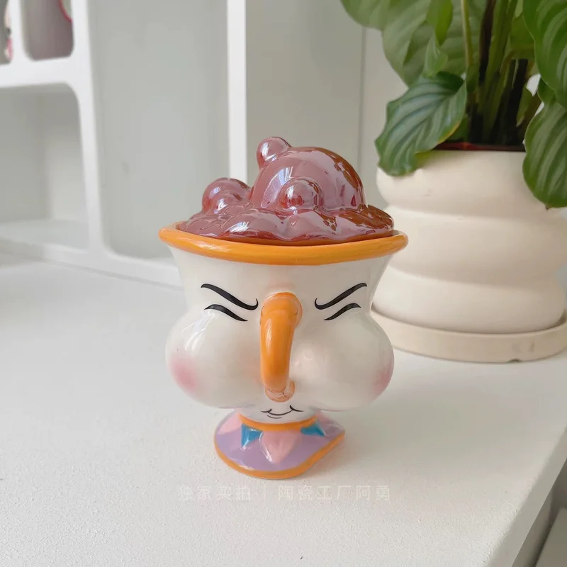 

Керамическая кружка Disney «Красавица и чудовище» с крышкой, мультяшная креативная кофейная чашка для чая с молоком, офисный подарок для домашнего использования для женщин и девочек