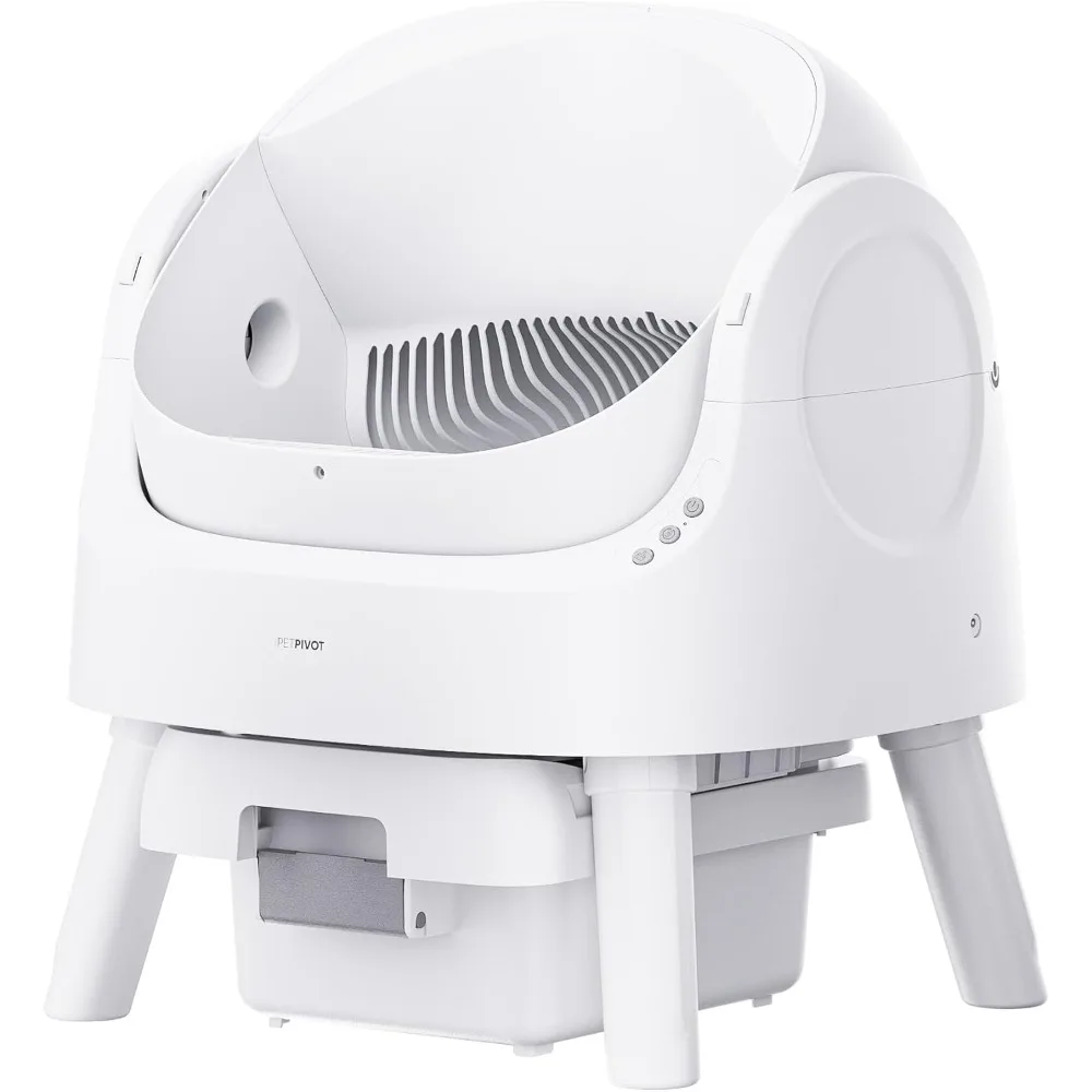 

Self Cleaning Cat Litter Box, Open Top Litter Box for Multiple Cats, Automatic Cat Litter Box with Liners and Mat Included