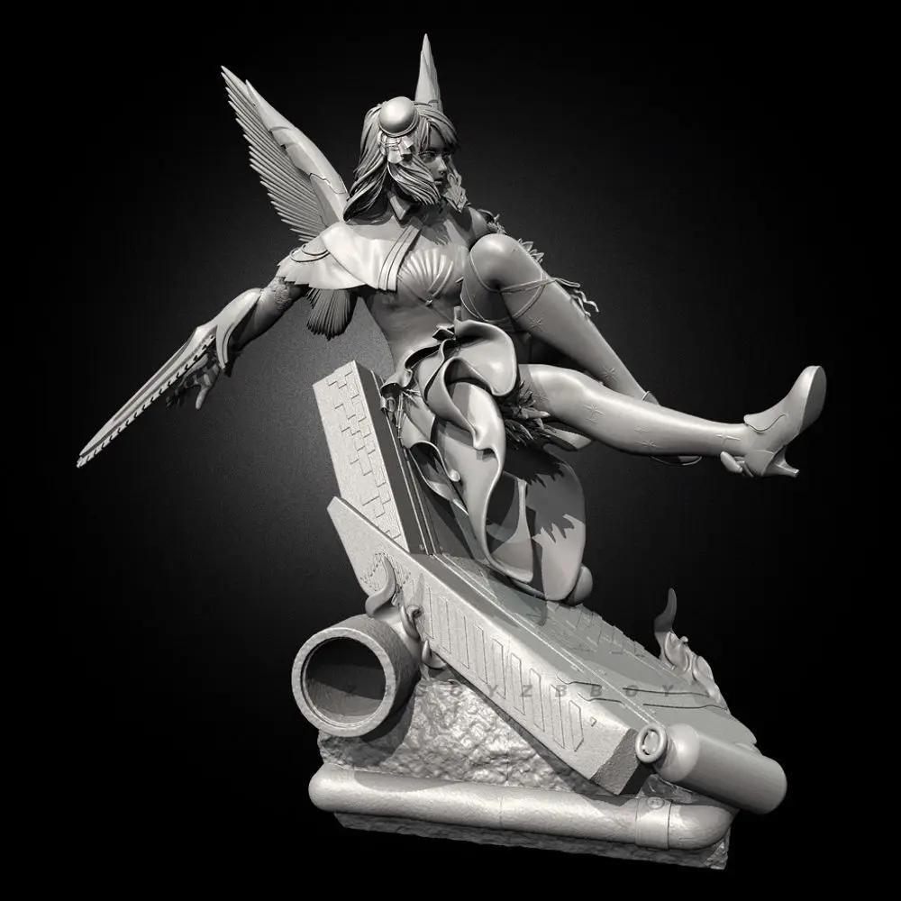 50mm 75mm 90mm Winged Battle Girl Resin Soldier White Model Assembly DIY Coloring Self-assembly 3D Printed Figurines