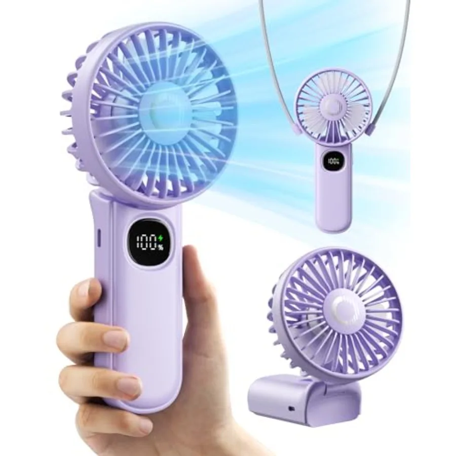 

Portable LED Fan, 3000mAh Battery Operated, 3 in 1 Handheld/Neck/Desk Mini Fan for Travel, Beach, Outdoor