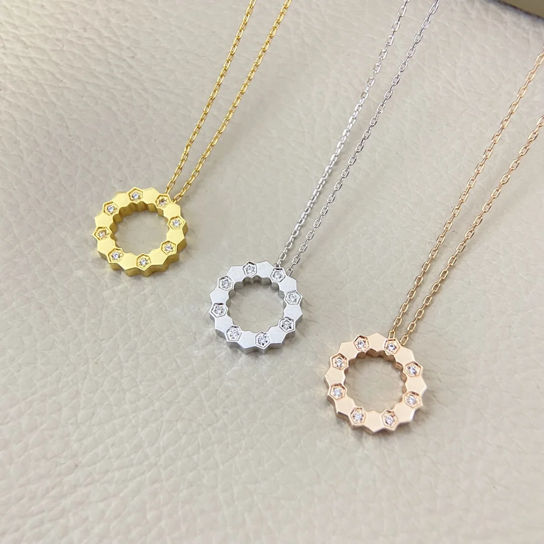 

French luxury 925 Sterling Silver Jewelry Classic Hexagonal 8 Zircon Inlaid Women's Necklace. Fashion Party Birthday Gift