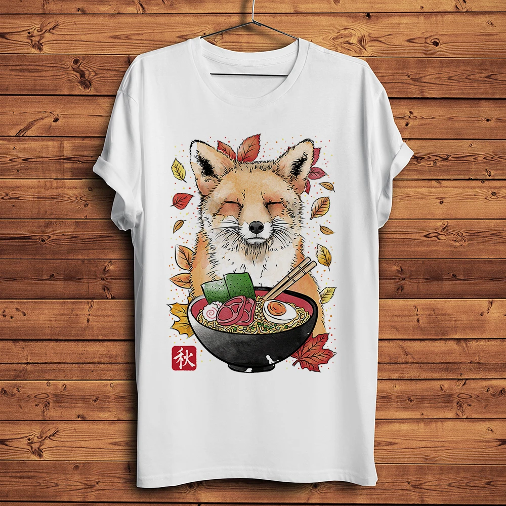 watercolor red fox Funny natural TShirt Men Short Sleeve O-neck Casual anime T Shirt Streetwear Unisex Tee breathable print