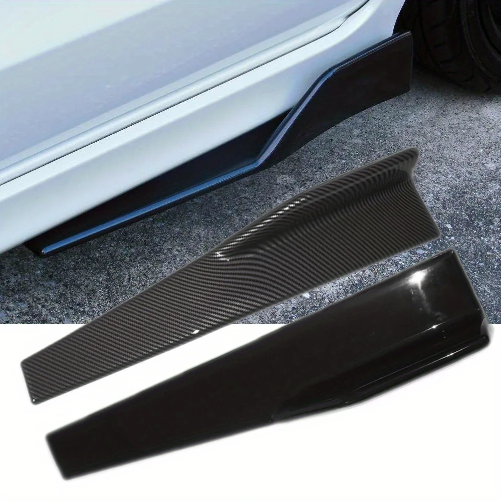 2Pcs/Set Universal Car Hight Quality ABS Shiny Water Printer Carbon 45cm Side Skirts Balck Wide Body Splitters Kit Modified Side